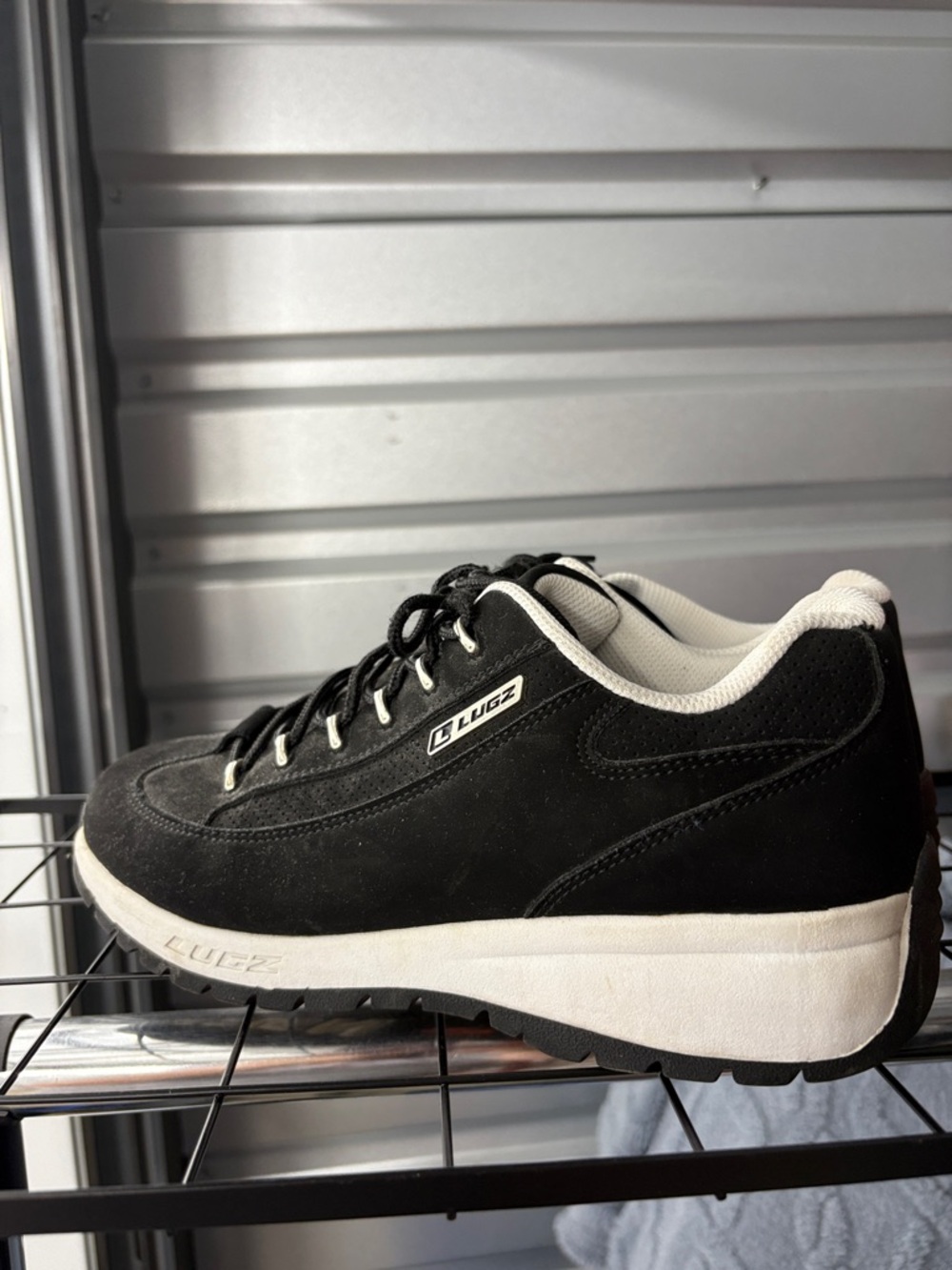 Lugz Men's Black Suede Low-Top Sneaker with White Midsole